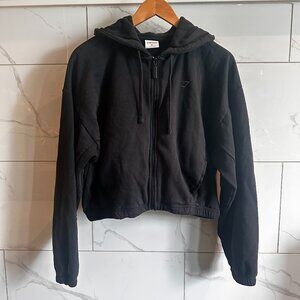 Gymshark Cropped Fleece Zip Hoodie Black Oversized